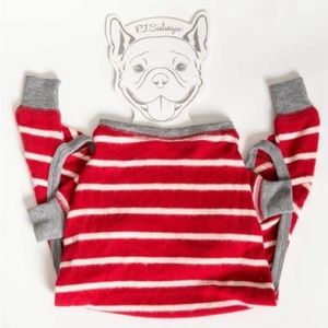 NWT PJ Savage soft red and white dog stripe pajamas